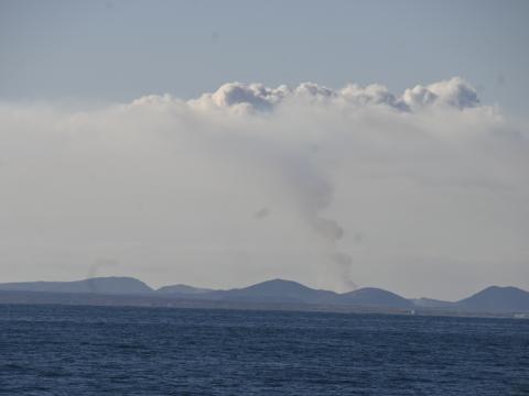 landscape smoke from volcano
