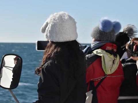 passengers on a whale watching cruise