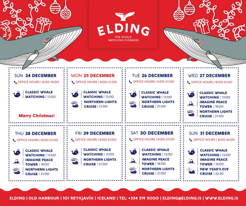 Elding's Holiday Opening Hours 2023