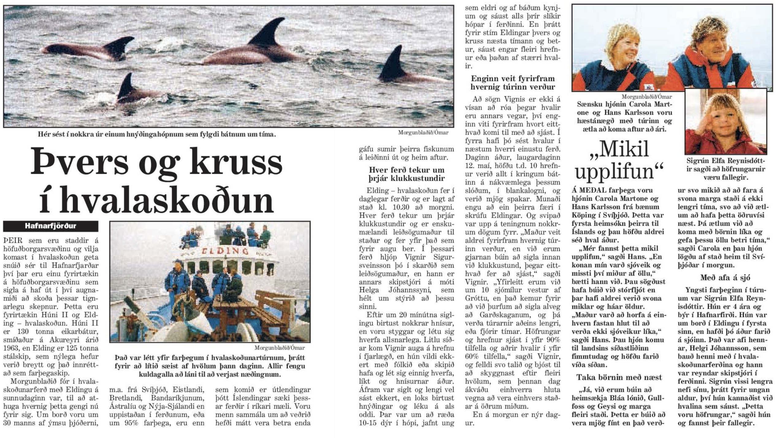 Elding Hafnarfjörður news paper article