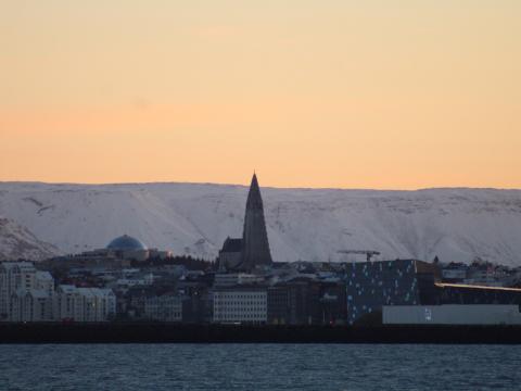 hallgrimskirkja as seen from the sea
