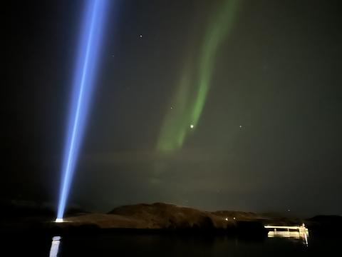 northern lights cruise imagine peace tower viðey island