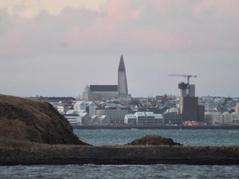 hallgrimskirkja as seen from the sea