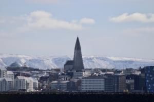 hallgrimskirkja as seen from the sea