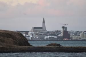 hallgrimskirkja as seen from the sea