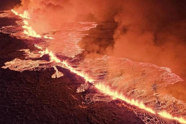 A volcanic eruption in iceland