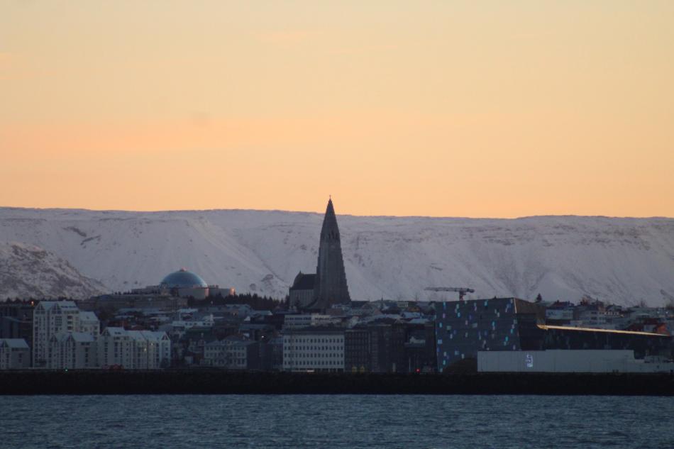 hallgrimskirkja as seen from the sea