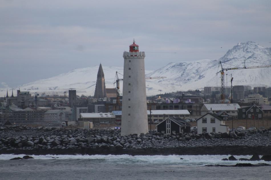 hallgrimskirkja and a lighthouse