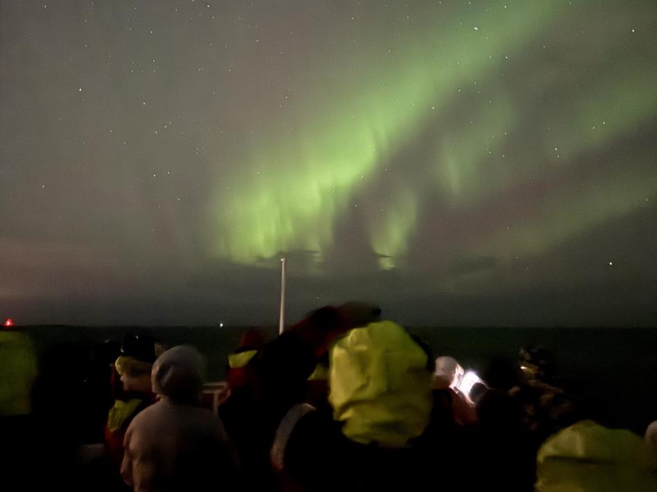 northern lights boat cruise and passengers