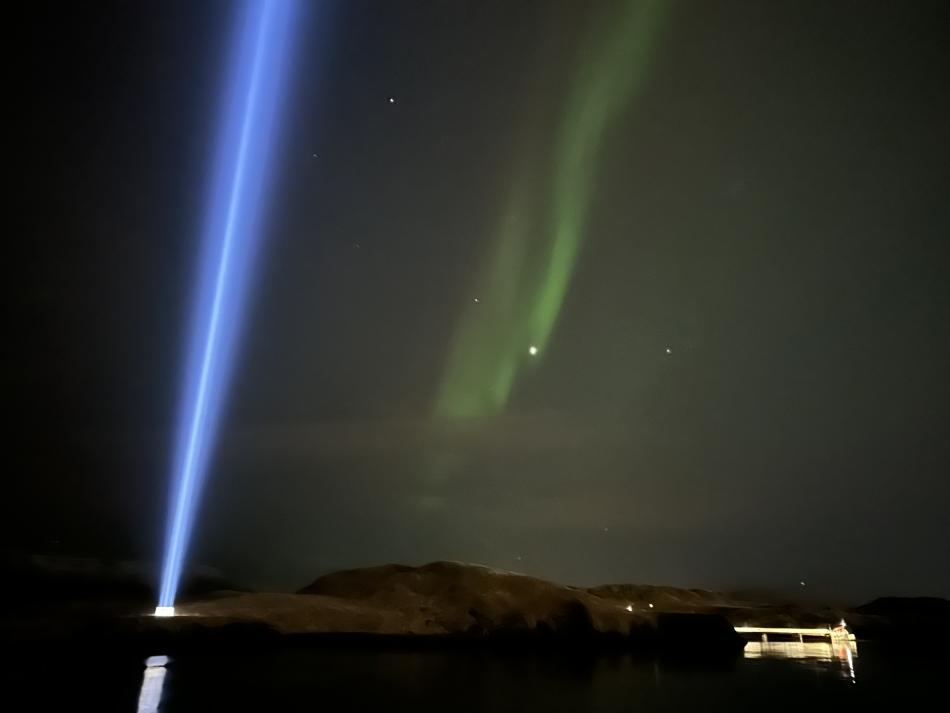 northern lights cruise imagine peace tower viðey island