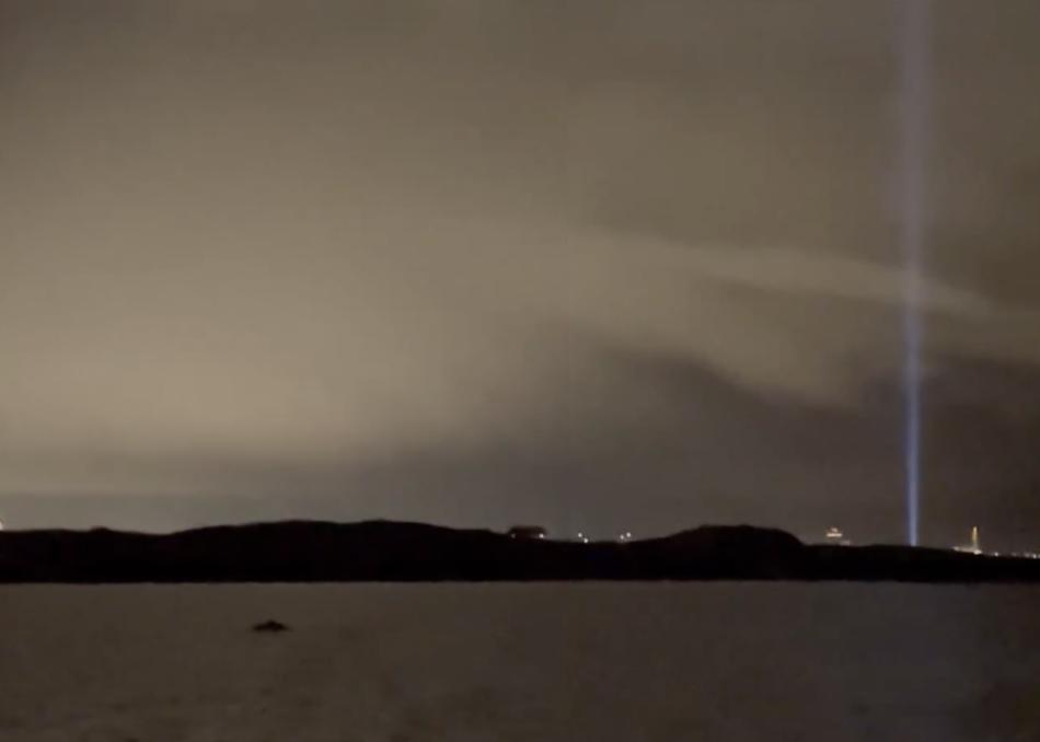 humpback whale and imagine peace tower on northern lights cruise