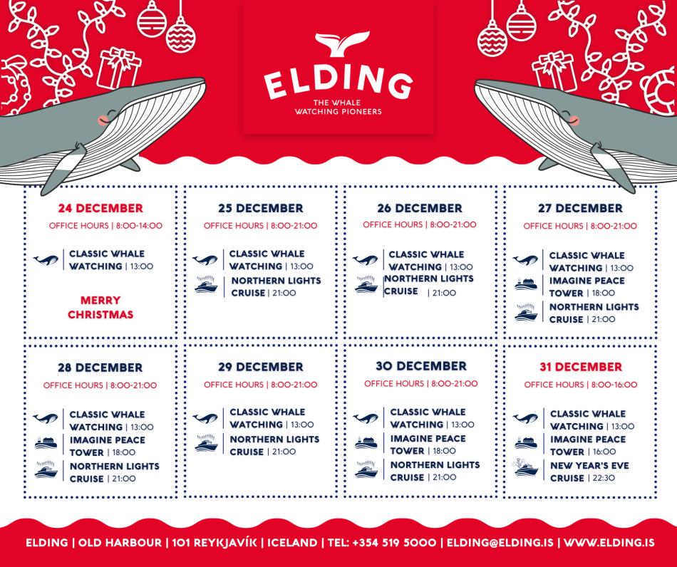 Elding's Christmas 2024 operating hours