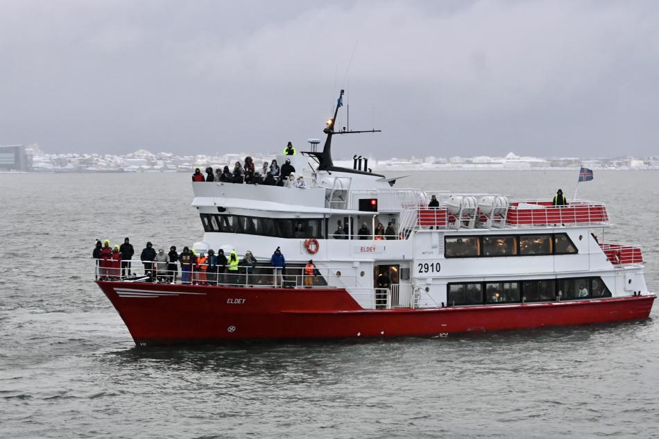 eldey boat with passengers in reykjavik iceland
