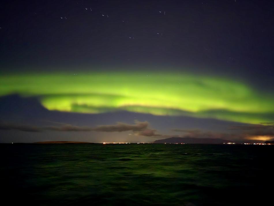 northern lights over the sea
