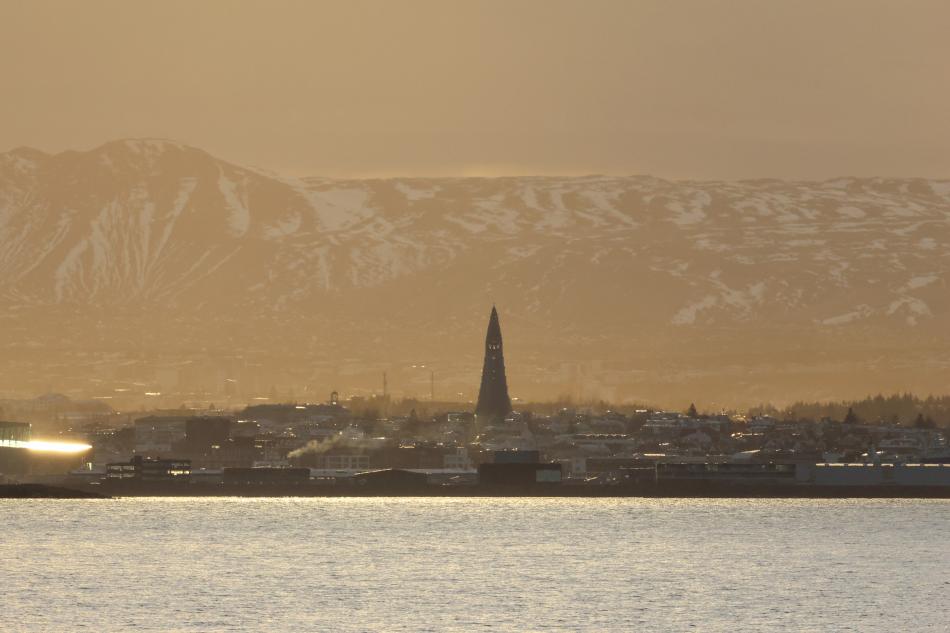 sunrise in reykjavik winter