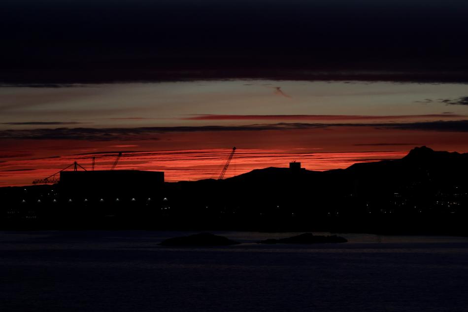 red icelandic winter sunrise