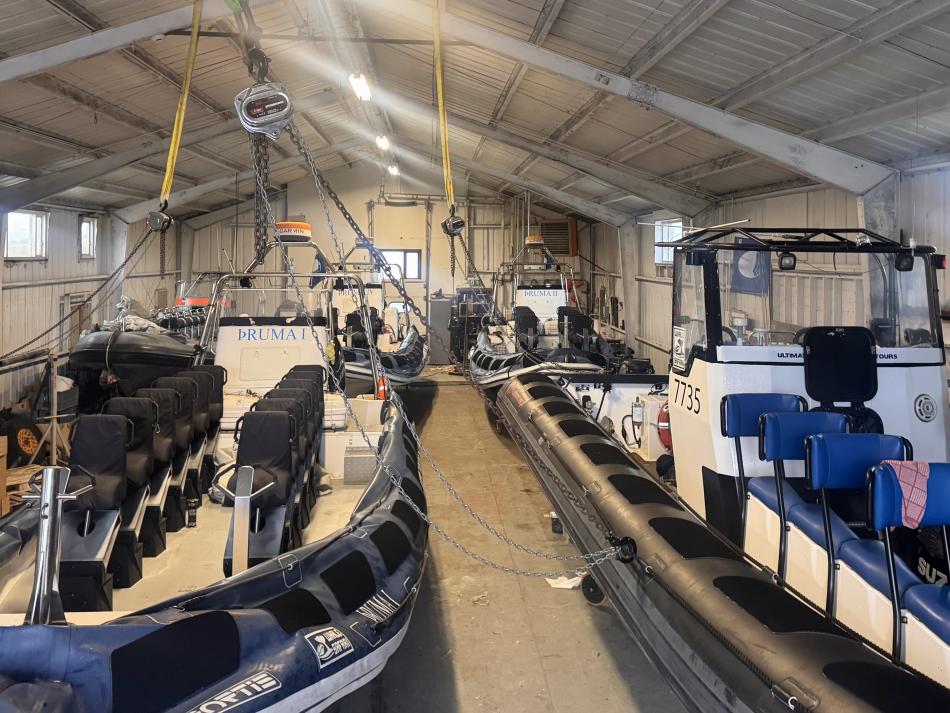 rib boats stored for the winter