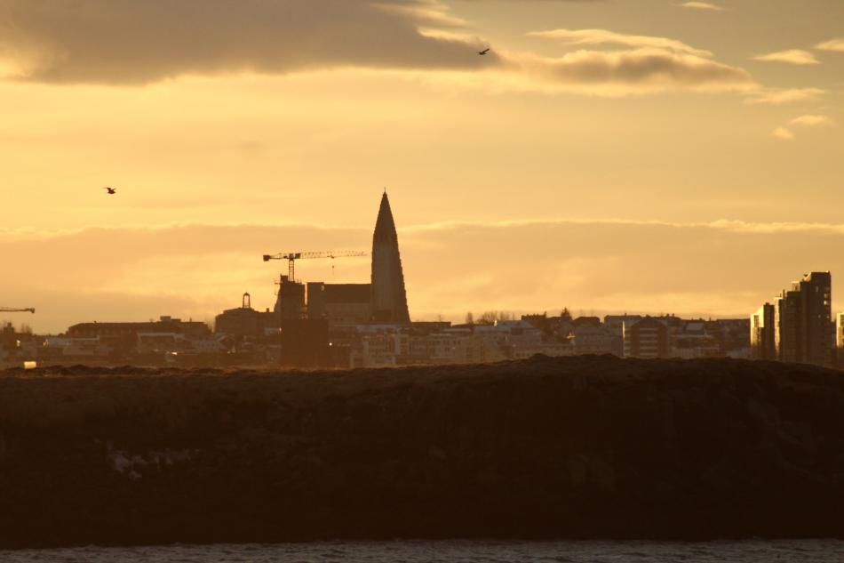 sunrise in reykjavik winter