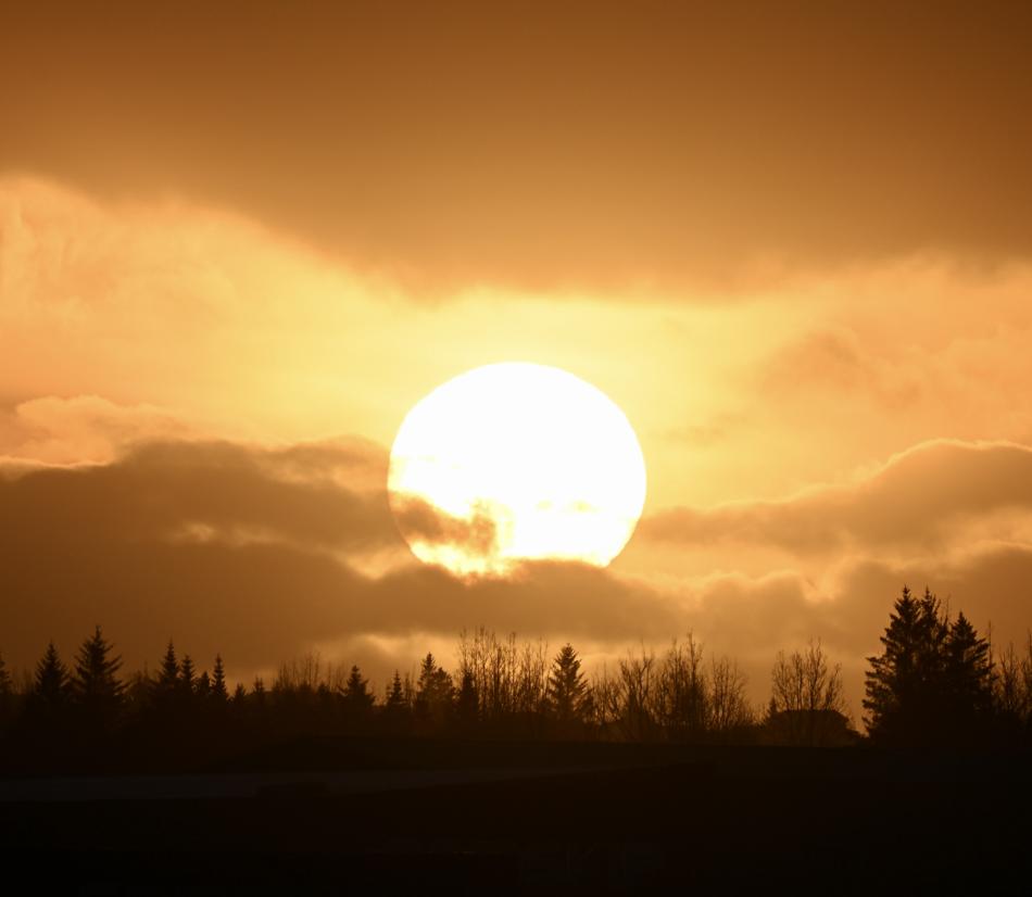 sunrise and sunset at sea in winter reykjavik iceland