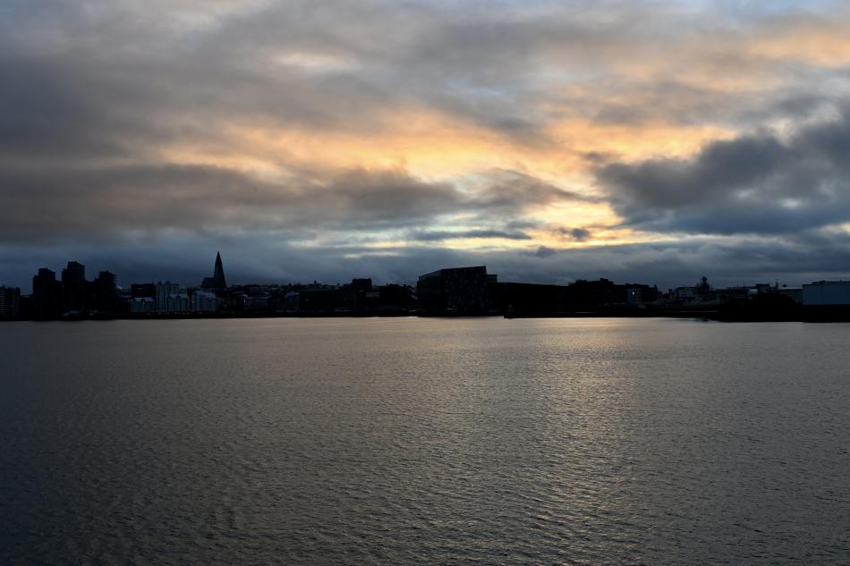 reykjavik in the winter sunset / sunrise