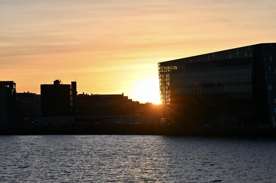 sunset in reykjavik winter