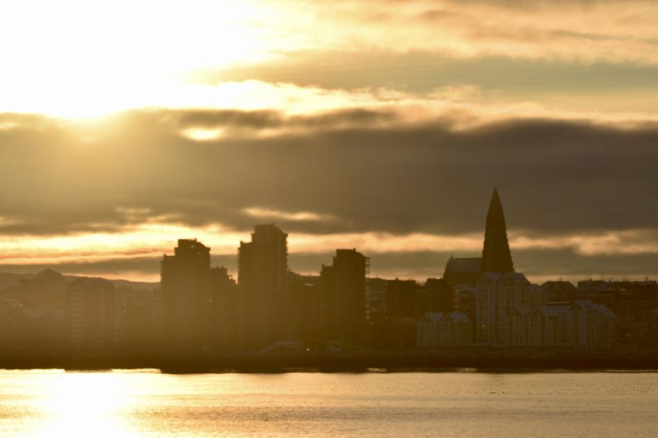 sunrise in reykjavik winter