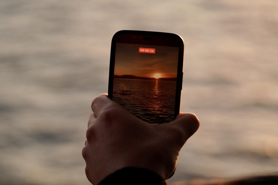 sunrise through phone camera