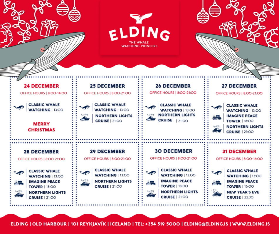 Elding's Christmas 2024 operating hours